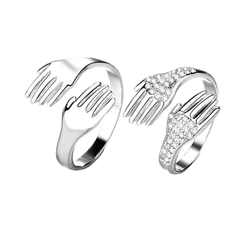 NOLITOY Romantische Kupfer Paarringe Ihn Verstellbare Liebesringe mit Glatter Oberfläche Zirkonia Komfortable Eheringe Geschenkidee für Valentinstag und Alltag von NOLITOY