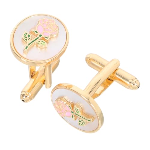 NOLITOY Rosen Blumen Manschettenknöpfe Damen Floral Cuff Links Minimalistisches Goldenes Metall Accessoire für Hemd Hochzeit Party und Formelle Anlässe von NOLITOY