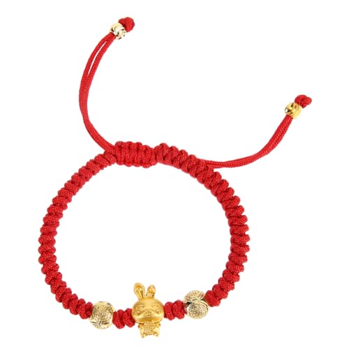 NOLITOY Jahr Hasen Armband Aus Rotem Geflochtenem Faden Charm Armband Mit Hasen Anhänger Anpassbares Schmuckstück Für Damen Und Herren Chinesisches Neujahrsarmband Für Glück Und von NOLITOY
