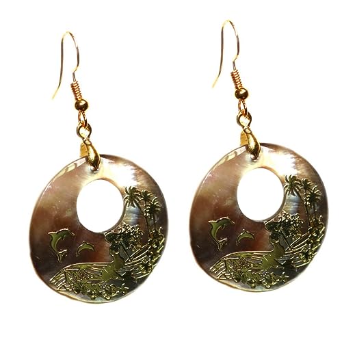 NOLITOY Runde Abalone Ohrringe für Frauen Dangle Ohrschmuck für Damen und Mädchen Geeignet für Partys und Alltagskleidung Natürlichem und Langlebigem Material Gefertigt von NOLITOY