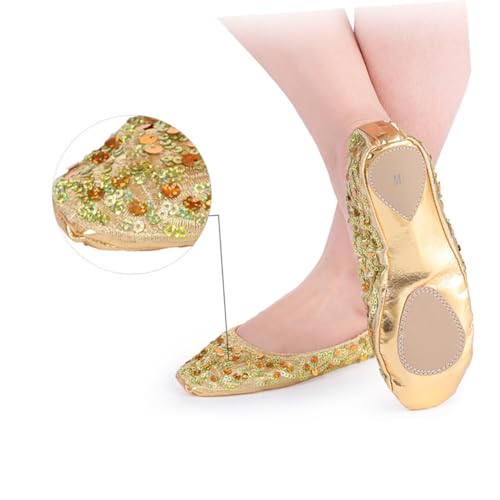 NOLITOY Tanzschuhe Mit Runder Platte rutschfeste Ballettsocken Elastische Kordel Geeignet Für Ballett Bauchtanz Gymnastik Yoga Yards von NOLITOY