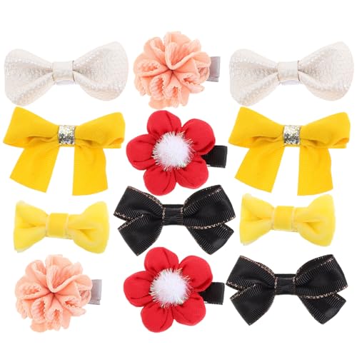 NOLITOY Samt-Haarschleifen 12 Stück Blumen-Haarnadeln Band-Haarspangen Pferdeschwanz-Halter Haarspangen Französische Haar-Accessoires Für Kleine Mädchen Kinder-Geburtstagsgeschenke von NOLITOY