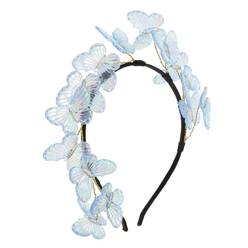 NOLITOY Schmetterlings-Stirnbänder Schmetterlingskostüm Krone Kopfschmuck Monarch-Teeparty-Stirnband Halloween-Kostüm Für Damen Und Mädchen Blau von NOLITOY