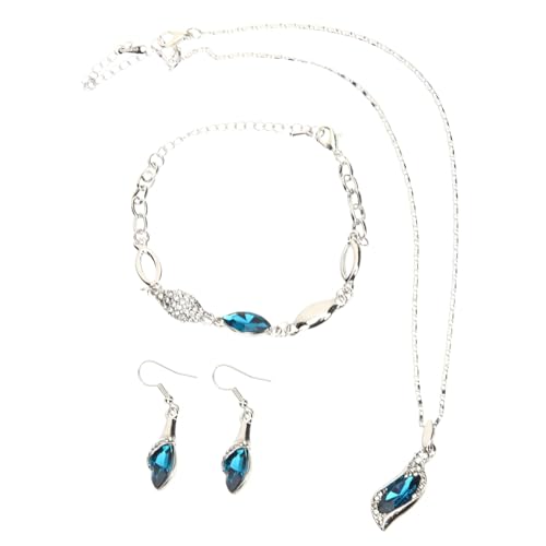 NOLITOY Schmuckset Damen Teilig Halskette Ohrringe Armband Silberfarbenes Modeschmuckset für Hochzeit Geburtstag Party Valentinstag Alltag von NOLITOY