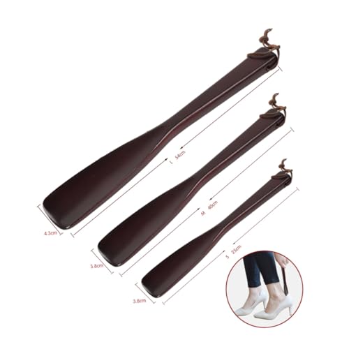 NOLITOY Schuhlöffel mit Langem Holzgriff Langlebig Ergonomisch für Männer Frauen Senioren Entlastet Rücken und Knie für Zuhause Büro Reisen Rotes Naturholz von NOLITOY