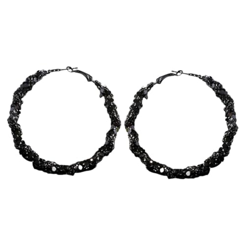 NOLITOY Schwarze Große Creolen Damen Ohrringe Geometrisch Minimalistisch Modisch Auffällige Statement chunky Hoop Earrings für Frauen Alltag und Abendkleidung von NOLITOY