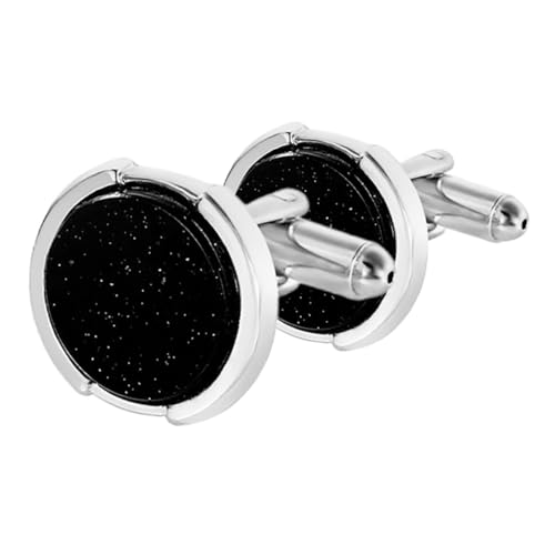 NOLITOY Schwarze Manschettenknöpfe für Herren Rund mit Schwarzem Langlebige Legierung Modisches Accessoire für Französische Hemden Geeignet für Hochzeiten und Formelle Anlässe von NOLITOY