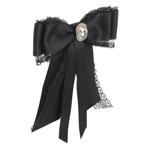 NOLITOY Schwarze Spitzenbrosche Damen Schleifen anstecknadel mit Strass Leichte Elegante Modebrosche für Hemd Kleid Anzug Vielseitig für Party Meeting Geburtstag Geeignet von NOLITOY