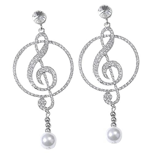 NOLITOY Silber Ohrhänger mit Musiknoten Baumelnd Frauenohrringe mit Funkelnden Zirkonia Auffälliger Schmuck für Alltag Party Hochzeit und Festivals von NOLITOY