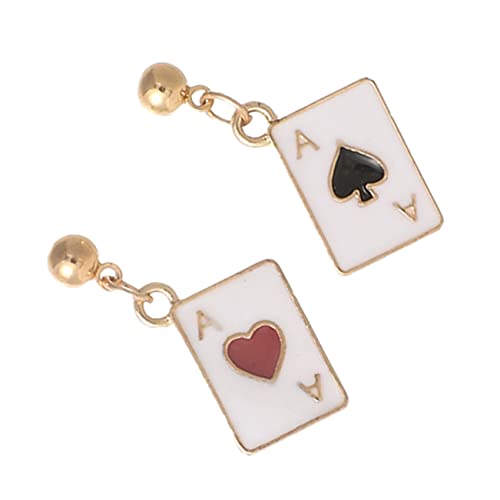 NOLITOY Silber Ohrstecker Herz Spielkarten Design Frauen Ohrschmuck Modisch Hautfreundlich für Partys Alltag und Besondere Anlässe von NOLITOY