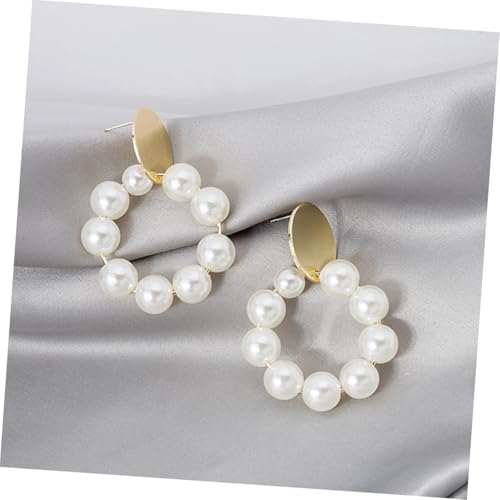 NOLITOY Silber Ohrstecker Perlen Kreis Ohrringe Hängend Stylisch Damen Party Schmuck Elegant Earbob Ohrdekoration Für Alltag von NOLITOY