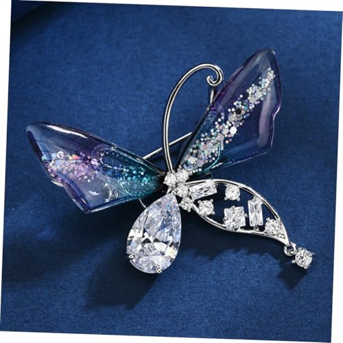 NOLITOY Silberfarbene Schmetterling Brosche mit Zirkonsteinen Filigrane Damen Corsage als Modisches Kleidungsaccessoire Eleganter Ansteckschmuck für Blazer und Mantel Stilvoll und Fein von NOLITOY