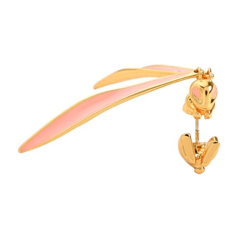 NOLITOY Silberohrring mit Goldenem Emaille Kaninchen Modischer Damen Ohrstecker Leichter Dangler für Alltag Party und Einzelner Ohrring von NOLITOY