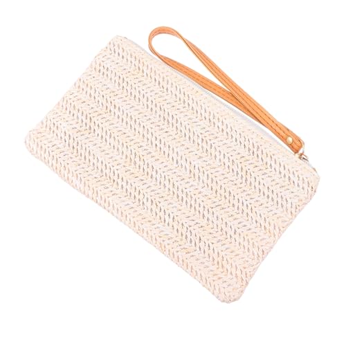 NOLITOY Sommerhandtasche Damen Stroh Clutch mit Reißverschluss Mittlere Kapazität Strapazierfähiges Material Geeignet für Strand Party Shopping und Alltag von NOLITOY