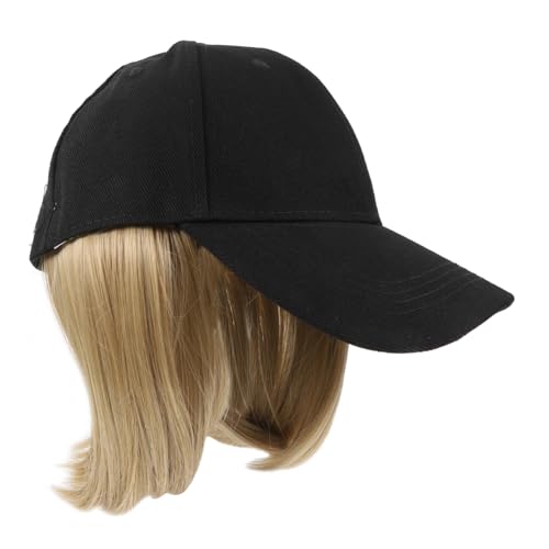 NOLITOY Sonnenhut Kappe Hutperücke gerade Perücken Haarerweiterung für Frauen Hut mit Haaren befestigt Kunsthaarhut Hut mit Haarperücke Haarschmuck für Frauen Hochtemperaturdraht Gelb von NOLITOY