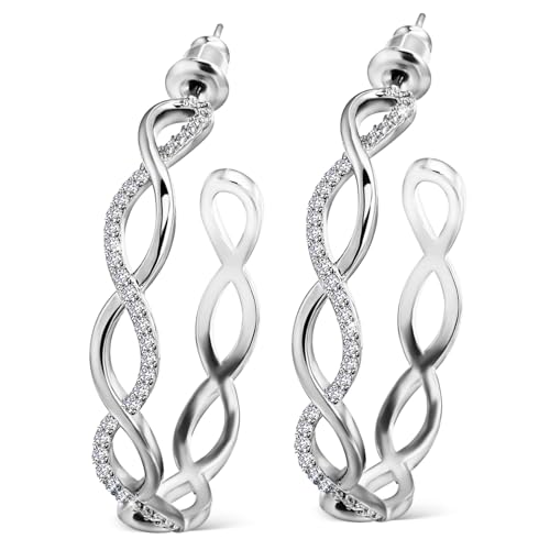 NOLITOY Sterling Silber Creolen Damen Kleine Metall dreh ohrringe Leicht Komfortabel Alltag Schmuck für Frauen Mädchen von NOLITOY