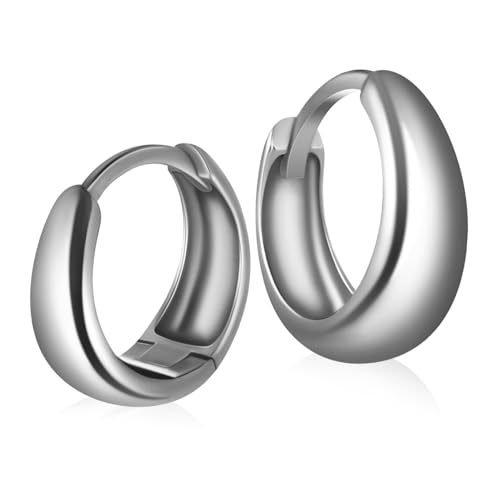 NOLITOY Sterling Silber Creolen Ohrringe Damen Rund Huggie Hoop Metall Ohrringe Leicht Elegant Poliert Robust Alltag Schmuck von NOLITOY