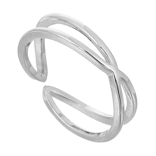 NOLITOY Sterling Silber Damen Ring Offenes Ende Kreuz Design Modischer Einfacher Fingerring Komfortabel Passend Für Alltag Geschenk Für Frauen Und Mädchen von NOLITOY