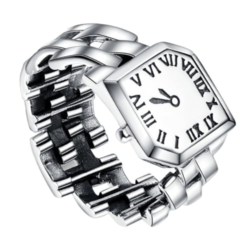 NOLITOY Sterling Silber Damenuhr Ring Verstellbar Schmuckuhr Praktische Fingeruhr für Frauen Mädchen Elegant Zeitmesser von NOLITOY