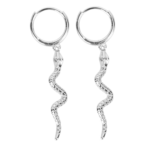 NOLITOY Sterling Silber Schlange Creolen Ohrringe Damen Modischer Schmuck Weißgoldfarben Snake Shape Dangle Schmuck für Frauen Alltag und von NOLITOY