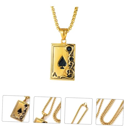 NOLITOY Stilvolle Herren Halskette mit Pokerkarte Anhänger Modischer Schwarzer Spade Choker Langlebiges Schmuckstück für Alltag Party und von NOLITOY