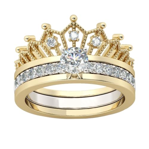 NOLITOY Stilvoller Damenring Abnehmbar Krone Design mit Mikrofasser Zirkonia Modischer Legierungsring Silber Langlebig und Komfortabel für Alltag und Party von NOLITOY