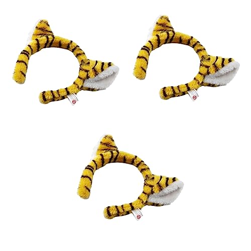 NOLITOY Stirnband 3st Make-up-stirnband Tiger-kopfschmuck Tier-cosplay-stirnband Tiger-stirnband Tiger-kopfbedeckung Tigerhaarband Bilden Weiße Flocken von NOLITOY