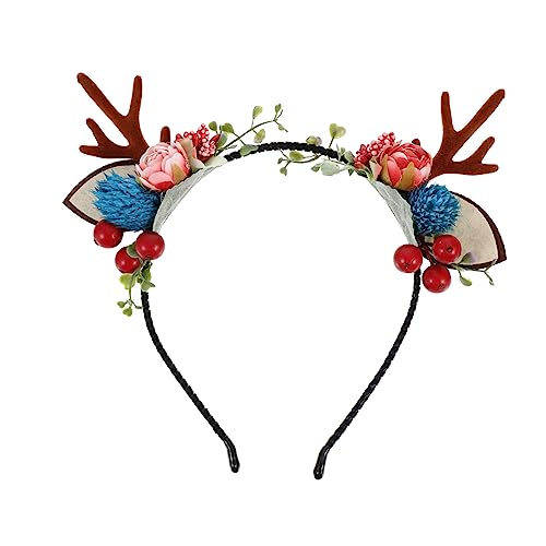 NOLITOY Stirnband florale Haaraccessoires Kopfbedeckungen für Damen Haargummis für Kinder Weihnachts-Hirsch-Haarreifen Hirsch Haarband Weihnachtshaarband für Kinder Geweih Haarband von NOLITOY