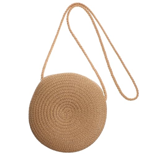 NOLITOY Strandtasche Damen Schultertasche aus Stroh Leicht und Robust mit Reißverschluss Sommer Umhängetasche für Freizeit Strand Party Alltag von NOLITOY