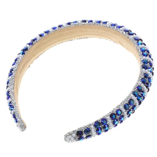 NOLITOY Strass-Stirnband Haarreifen Perlen-Haarbänder Haar-Stirnbänder Breites Haarteil Haar-Accessoires Für Damen Und Mädchen Blau von NOLITOY