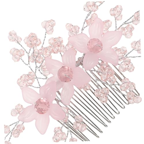 NOLITOY Strass-haarkamm Für Braut Hochzeit Party Schmuck-haarspangen Mit Blumen Vintage-haarteil Dekoratives Haar-accessoire von NOLITOY