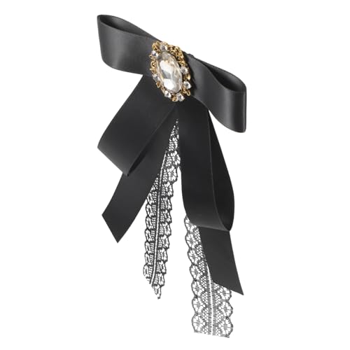 NOLITOY Strassverzierte Schleifenbrosche Damen mit Perlen und Spitze Elegante Anstecknadel für Kleidung Schal Hut Modische Brosche für Kleider Blusen Anzug Geschenkidee von NOLITOY