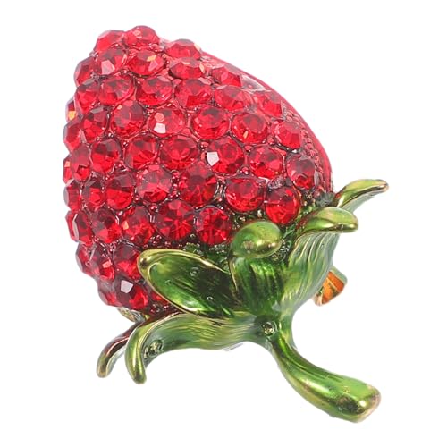 NOLITOY Strawberry Brosche Damen Anstecknadel aus Robustem Legierungsmetall mit Funkelnden Strasssteinen Leichter Sicherer Verschluss Modisches Fruchtaccessoire für Blazer Taschen und von NOLITOY