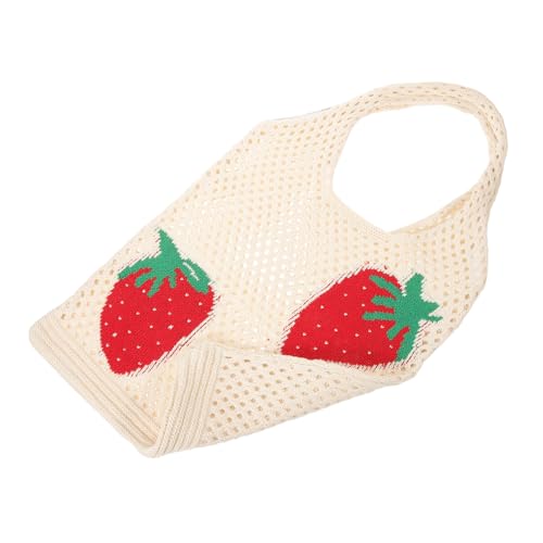 NOLITOY Strawberry Tote Bag Damen Handtasche Handgefertigt Häkeltasche Schultertasche Sommer Strandtasche Tragbar Großes Fassungsvermögen Alltag Reise Party von NOLITOY