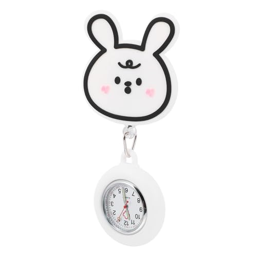 NOLITOY Stretchbare Krankenschwester Uhr mit Clip Tragbare Cartoon Brustuhr für Ärzte und Pflegepersonal Leichtgewichtige Taschenuhr mit Klarem und Einziehbarem Band von NOLITOY