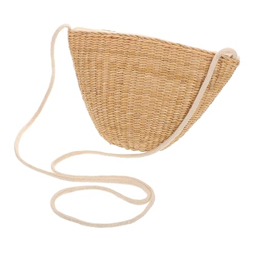 NOLITOY Strohgeldbörse Kleine Handgewebte Umhängetasche Gelbes Wicker Portemonnaie Leicht Langlebig für Mädchen Strand Alltag von NOLITOY