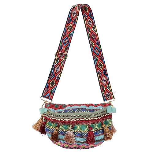 NOLITOY Stylische Bauchtasche Im Ethnischen Stil Verstellbare Umhängetasche Für Damen Kleine Schultertasche in Hellgrün Vielseitig Tragbar Und Langlebig Für Alltag Und Reisen Geeignet von NOLITOY