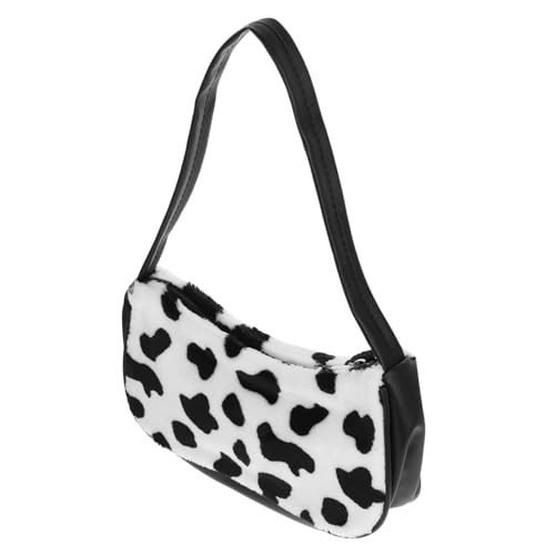 NOLITOY Stylische Damen Schultertasche mit Kuhmuster Weiche Plüsch handtasche Leichte Umhängetasche für Alltag Shopping und Party Geräumige Kleine Mode umhängetasche von NOLITOY