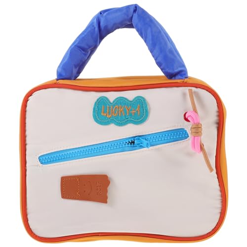 NOLITOY Süße Make-Up-Tasche Großes Fassungsvermögen Make-Up-Reißverschlusstasche Tragbare Reise-Kosmetiktasche Kulturbeutel Make-Up-Pinsel-Etui Make-Up-Organizer Für Frauen Beige von NOLITOY