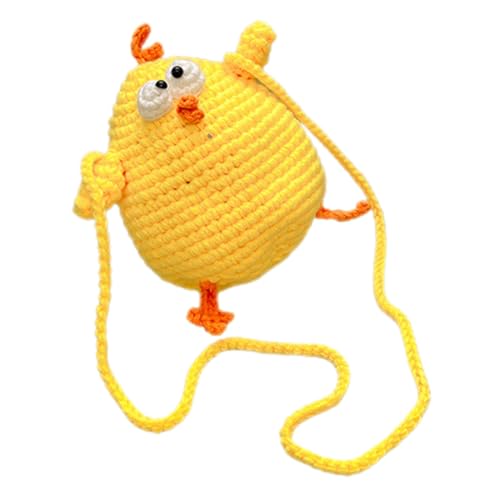 NOLITOY Süße Umhängetasche im Cartoon Hühnchen Design Handgefertigte Gehäkelte Geldbörse für Mädchen Portemonnaie für Alltag von NOLITOY