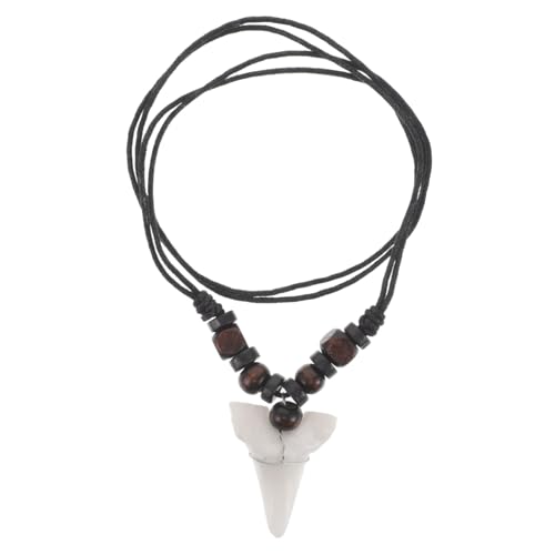 NOLITOY Haifischzahn-halskette Mit Holzperlen Verstellbarer Kordelkette Surfer-strandschmuck Für Damen Und Herren Retro-design von NOLITOY