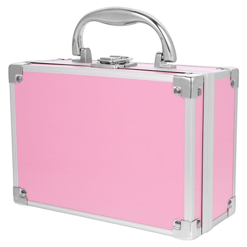 NOLITOY Tattoo-Set-Box Make-Up-Tragebox Aluminium-Aufbewahrungskoffer Tattoo-Tragekoffer Metall-Werkzeug-Organizer Abschließbarer Medizinkasten Reparatur-Werkzeugkasten Brustkoffer Rosa von NOLITOY