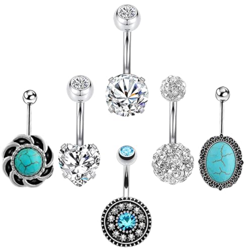 NOLITOY Teiliges Bauchnabelpiercing aus Edelstahl mit und Türkis Sicherer Langlebiger Körperschmuck für Damen und Herren für Strand Party und Alltag NOLITOY Teiliges Bauchnabelpiercing aus Edelstahl mit und Türkis Sicherer Langlebiger Körperschmuck für Damen und Herren für Strand Party und Alltag von NOLITOY