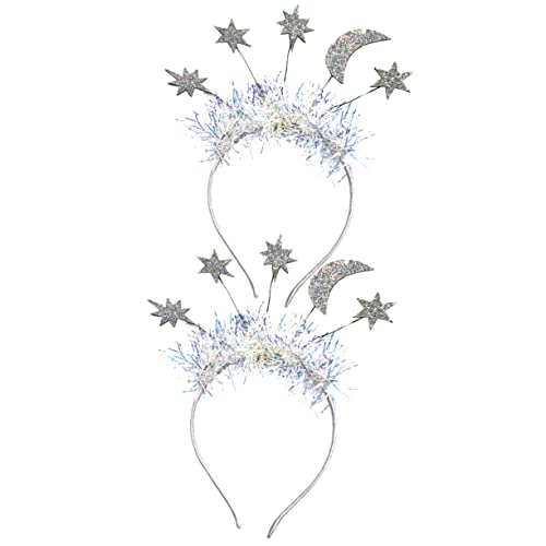 NOLITOY Teiliges Stern Mond Haarband Set aus Langlebigem Filz Silbernes Weihnachts und Neujahrs Bequeme für Damen für Fest und Partyoutfits von NOLITOY