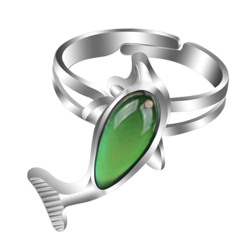 NOLITOY Thermochromer Delfin Stimmungsring Delikater Schmuck Finger Decor Modischer Langlebiger Alloy Ring Kreative Geschenkidee für Damen und Mädchen Einzigartiges Design von NOLITOY