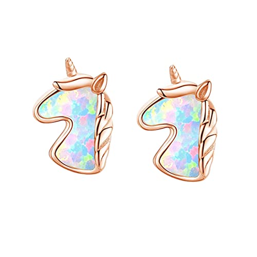 NOLITOY Tiermodell Ohrstecker Roségold mit Buntem Opal Modisches Accessoire für Mädchen für Partys und Alltag Einfach zu Tragen und Langlebig von NOLITOY
