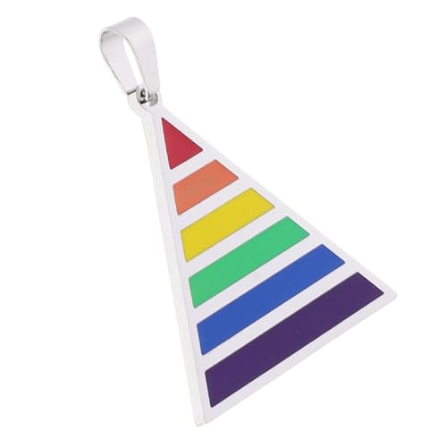 NOLITOY Titanstahl Herren Halskette mit Dreieck Regenbogen Anhänger Langlebige Kette für Männer Hautfreundlich Modisches Schmuckstück für Alltag und Geschenk von NOLITOY