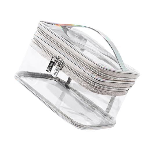 NOLITOY Tragbare PVC Kosmetiktasche Doppellagig Make up Organizer Kulturbeutel für Reisen Business Alltag Damen von NOLITOY