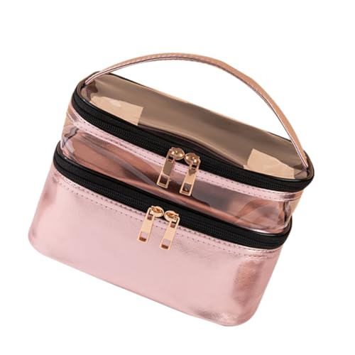 NOLITOY 1stück Damen Reisekosmetiktasche wasserdichte Doppellagige Aufbewahrungstasche Für Make-up Und Toilettenartikel Stylische Transparente Kulturtasche Mit Robustem Reißverschluss von NOLITOY