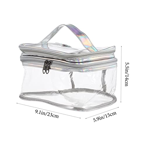 NOLITOY Transparente Doppellagige Kosmetiktasche mit Reißverschluss Wasserabweisend Tragbar für Reise und Alltag Make up Organizer für Damen und Familien Stylischer Kulturbeutel in von NOLITOY